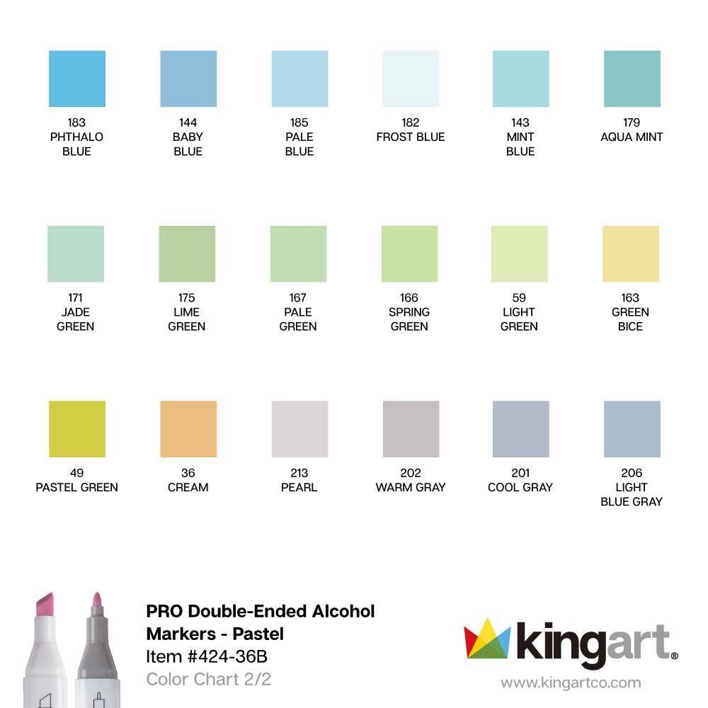 PRO Double-Ended Alcohol Markers - 36 Pastel Colors