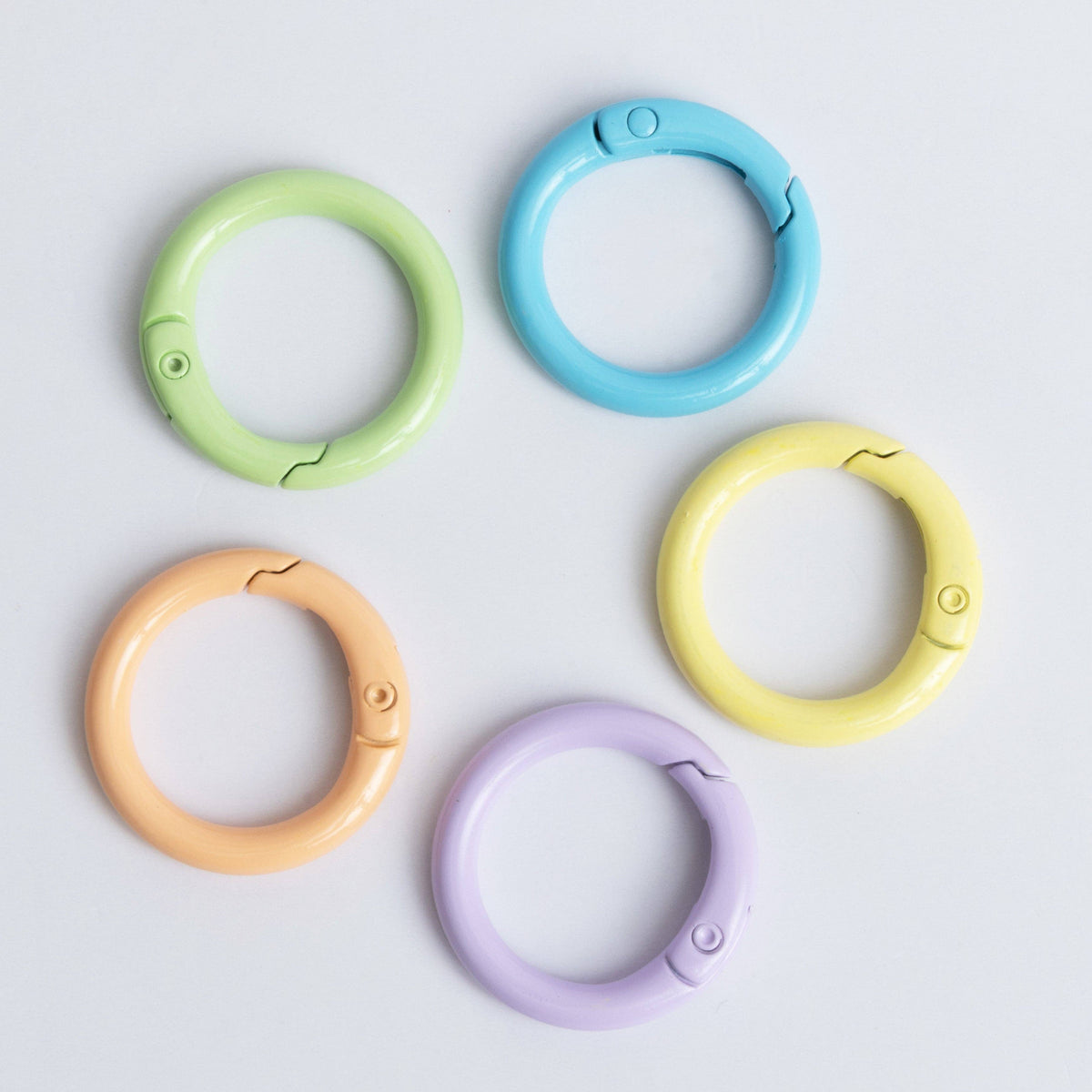 23mm Round Spring Charm Clips Multicolor Pastel Enamel Pack of 5