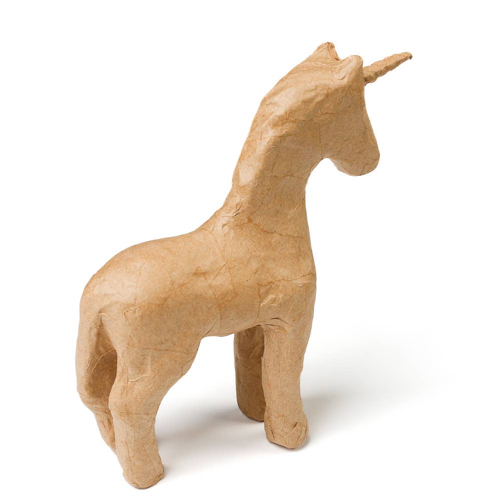 Premade Unfinished Paper Mache Unicorn Horse Figurine