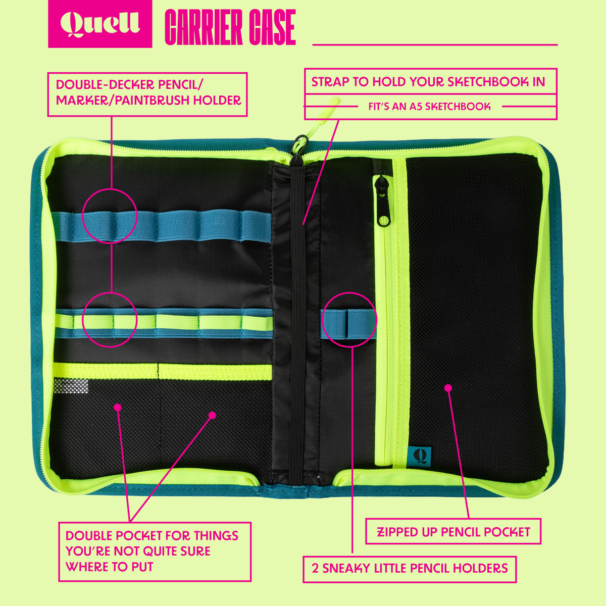 Quell® Sketchbook Case: Teal/Lime