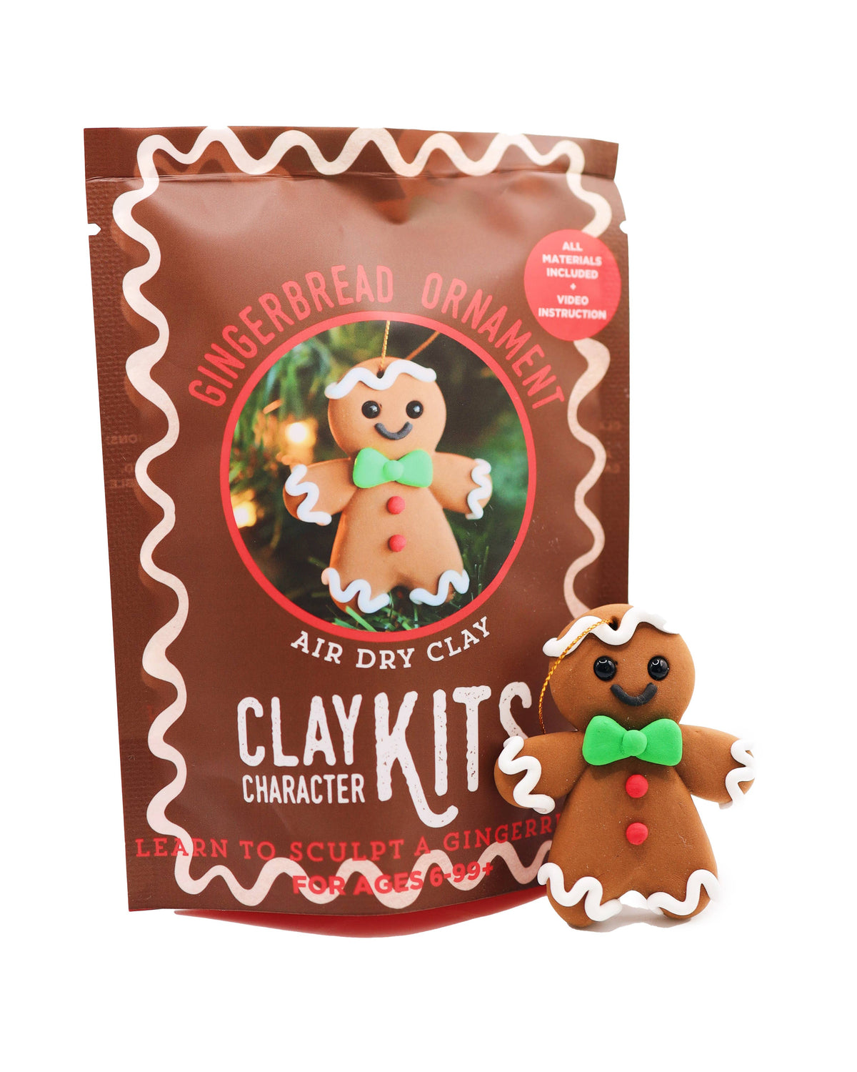 Gingerbread Ornament Air Dry Clay Kit – Christmas DIY Craft