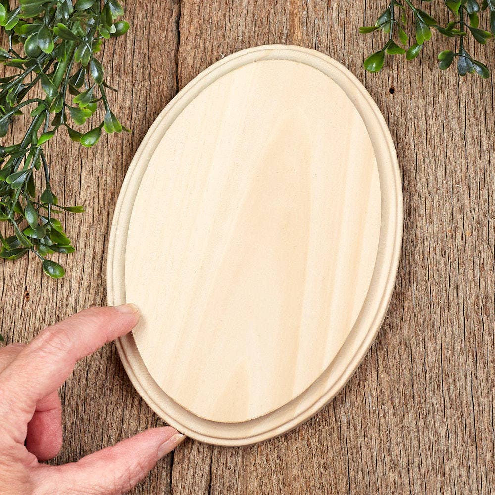 7" x 5" x 3/4" Thick - Blank Unfinished Wood Oval Plaque