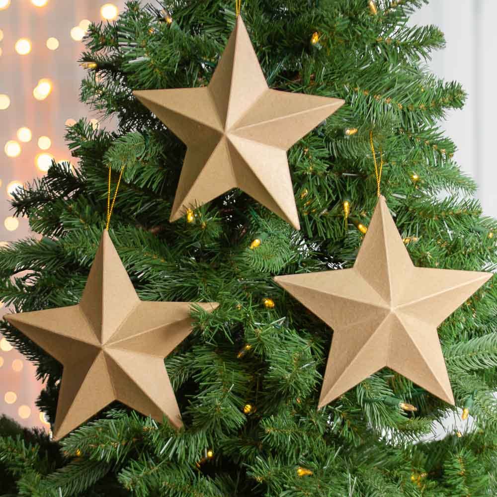 9" x 9" - Paper Mache Dimensional Star Ornament