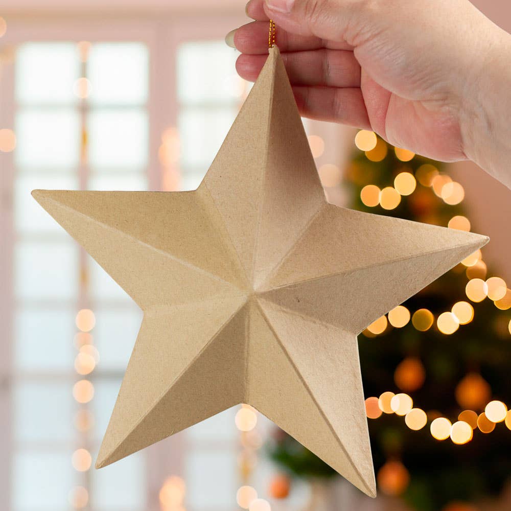9" x 9" - Paper Mache Dimensional Star Ornament