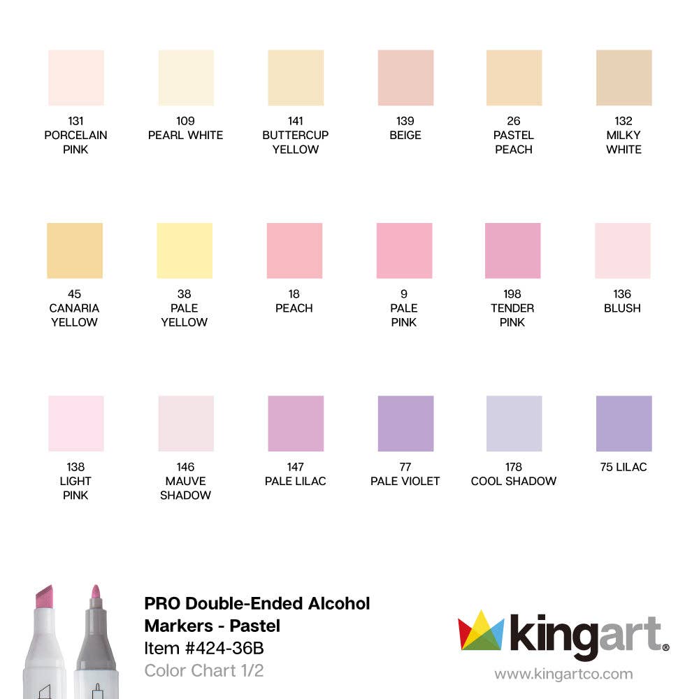 PRO Double-Ended Alcohol Markers - 36 Pastel Colors