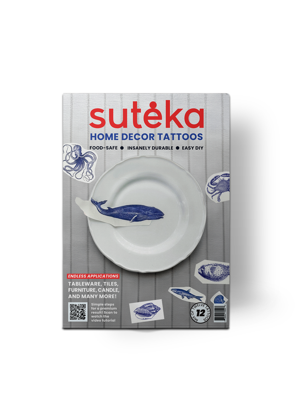 Vintage Ink Ocean Mix Decor Tattoos - Blue (12 Tattoos)