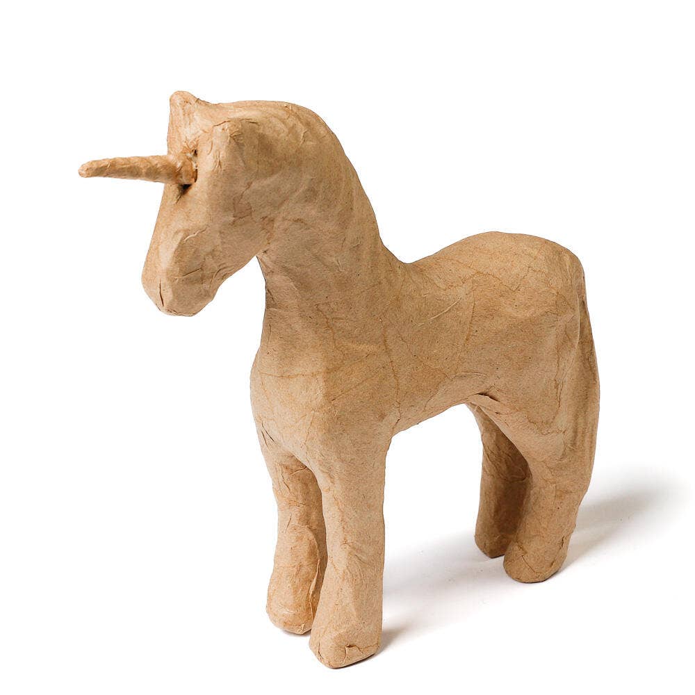 Premade Unfinished Paper Mache Unicorn Horse Figurine