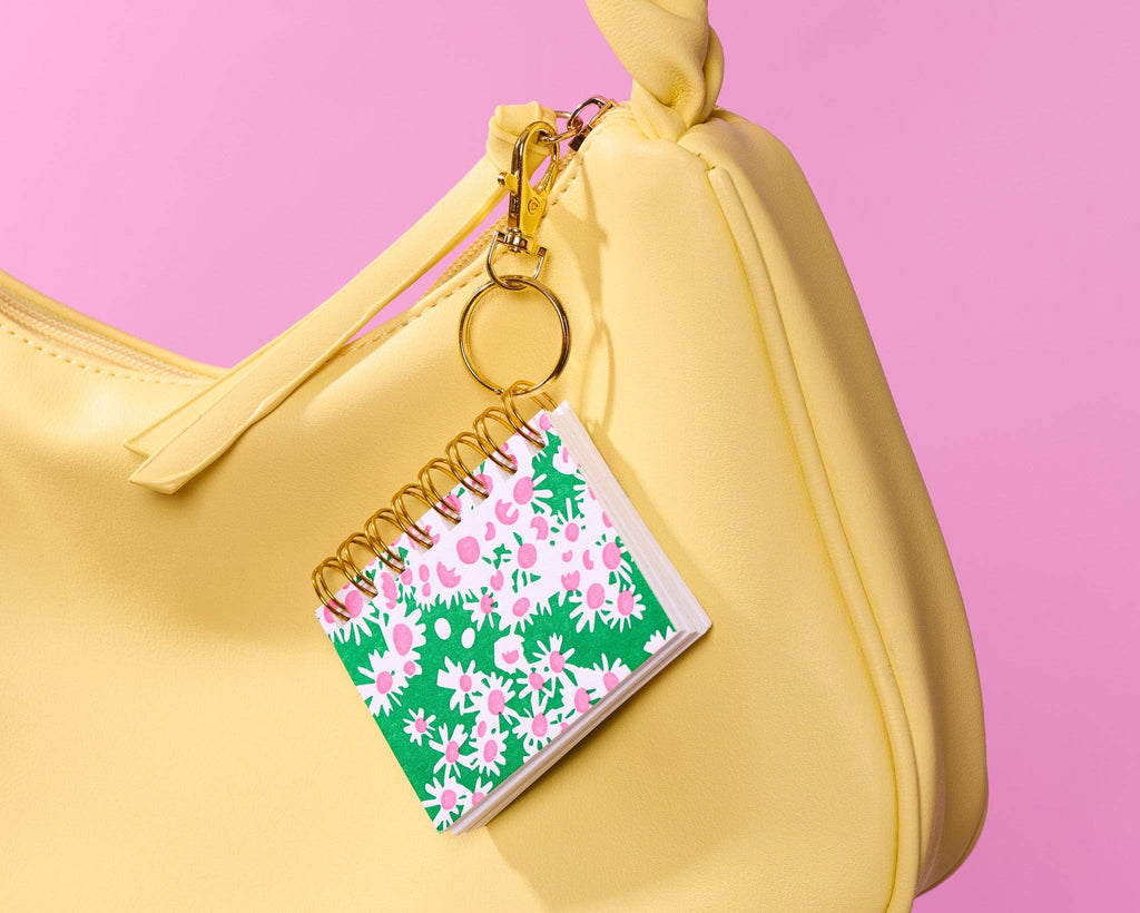 Letterpress Mini Notebook Bag Charm—Aster (Floral)
