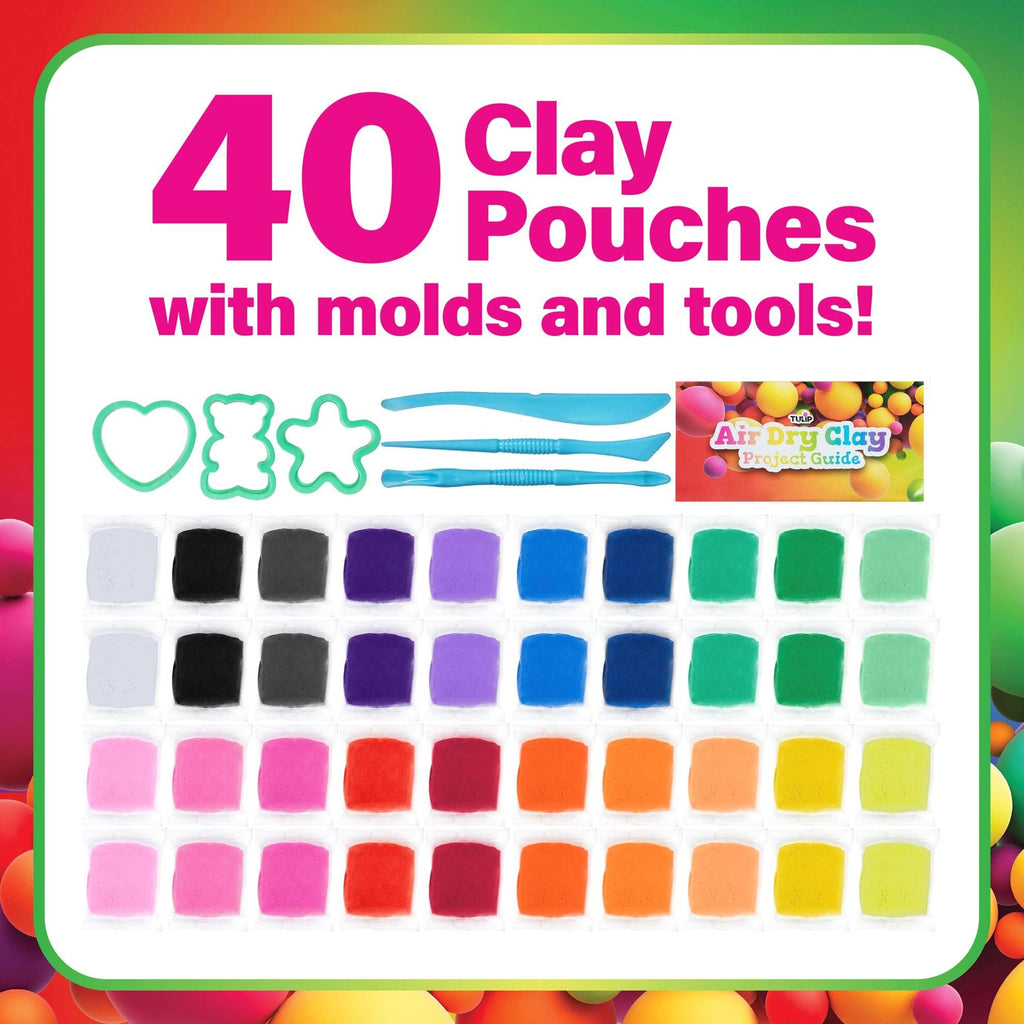 Tulip Air Dry Clay Box of Rainbows 47 pc Kit