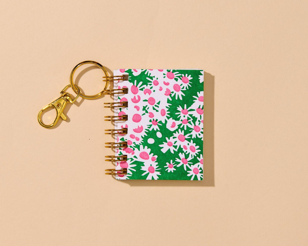 Letterpress Mini Notebook Bag Charm—Aster (Floral)