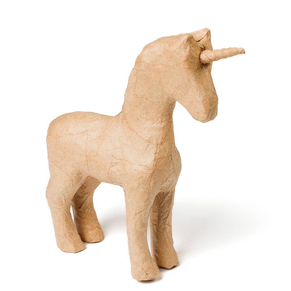 Premade Unfinished Paper Mache Unicorn Horse Figurine