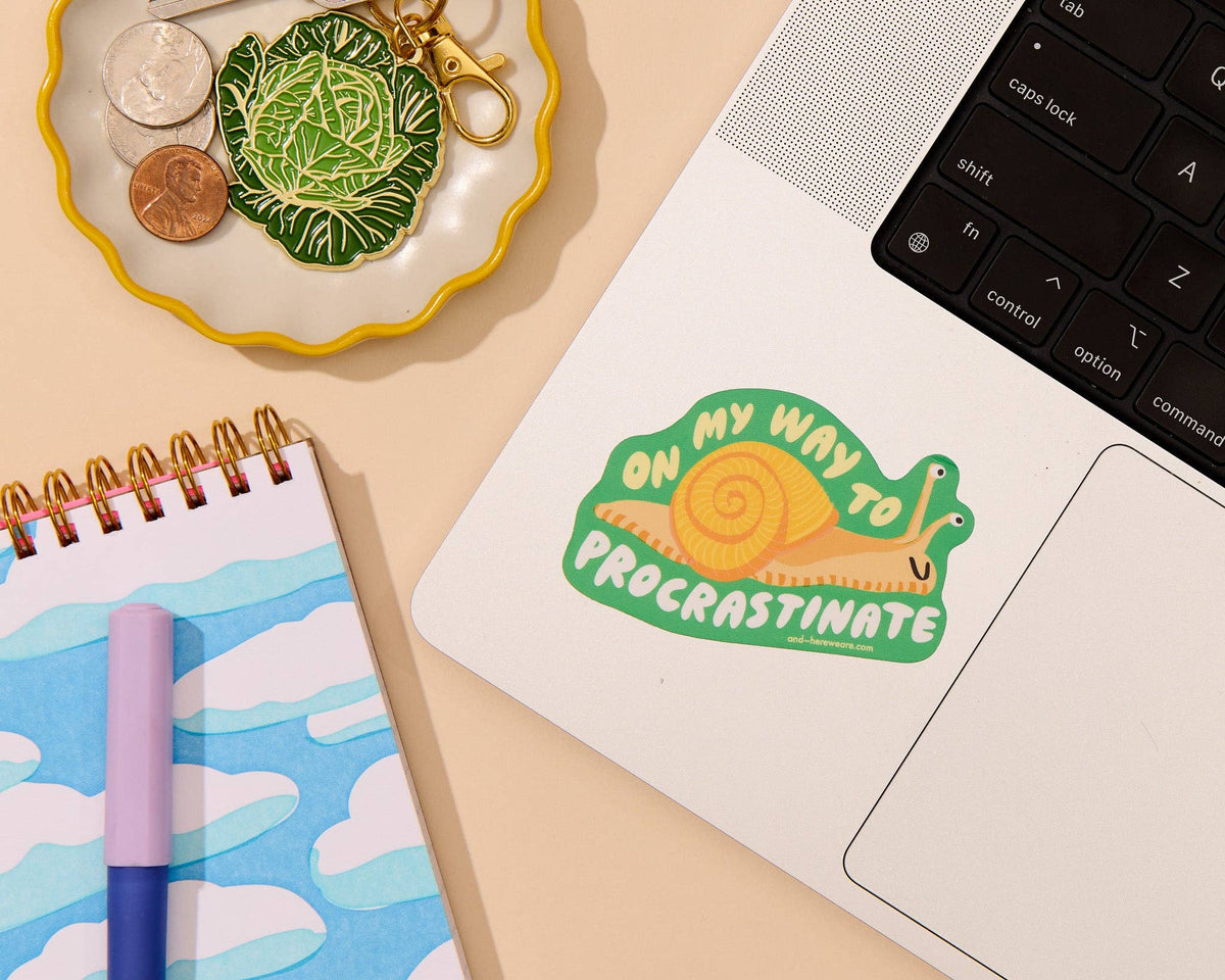 Vinyl Sticker—On My Way to Procrastinate (Snail, Relatable)