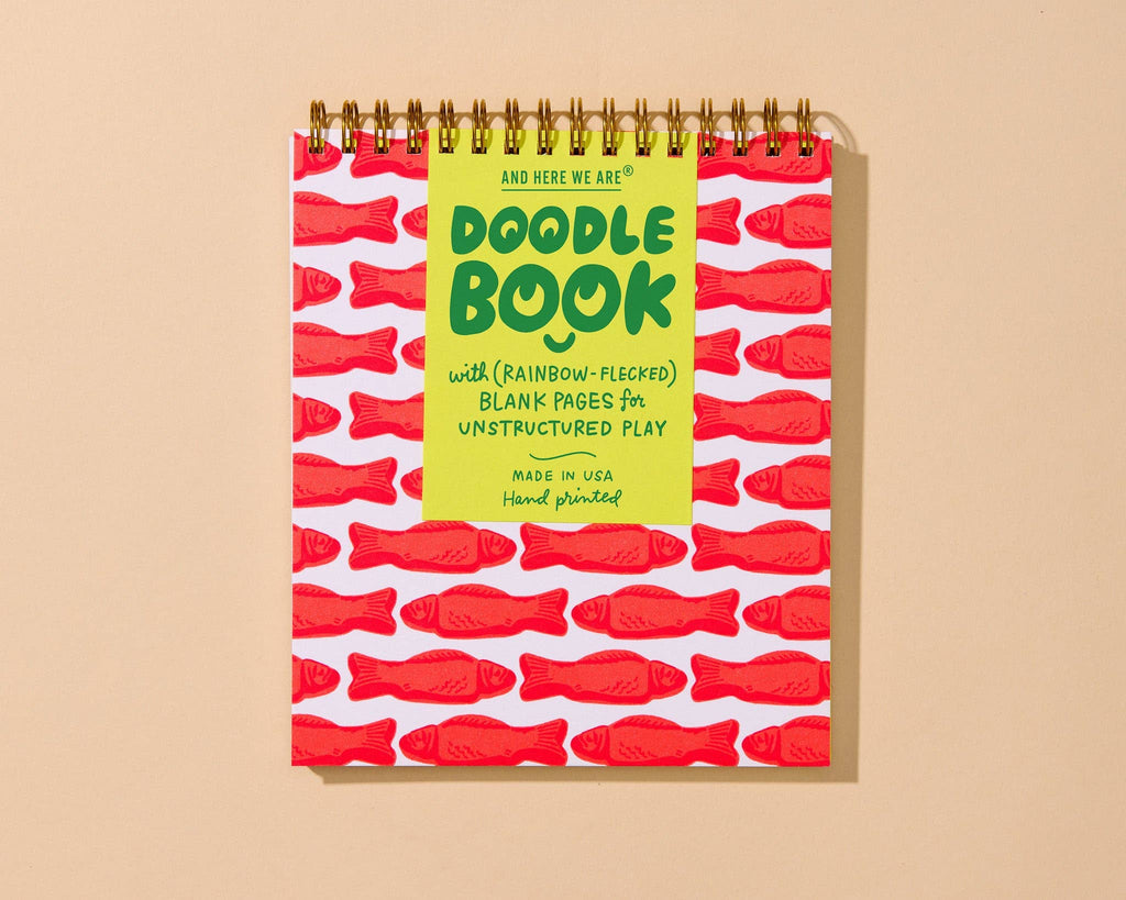 Letterpress Unlined Spiral Notebook—Red Gummy Fish