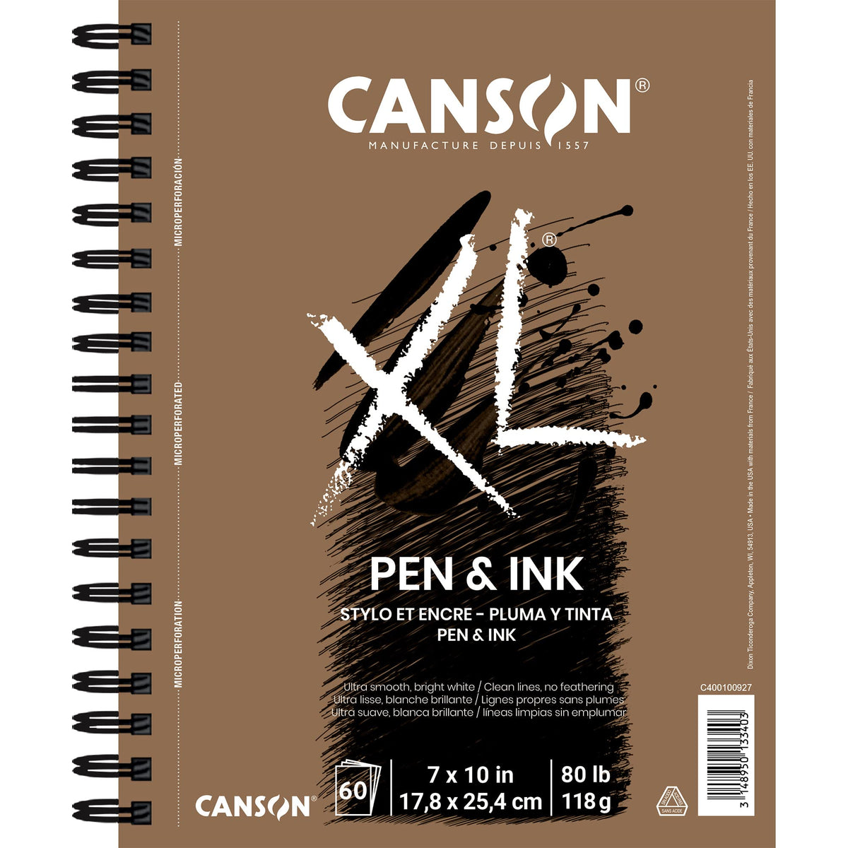 Canson XL Pen & Ink Pad 7 x 10 in, Side Wirebound