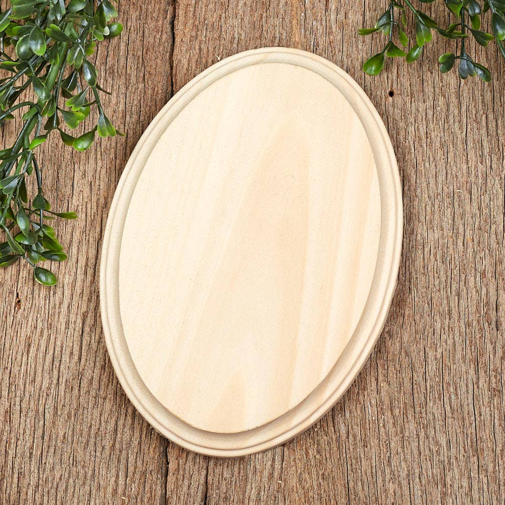7" x 5" x 3/4" Thick - Blank Unfinished Wood Oval Plaque