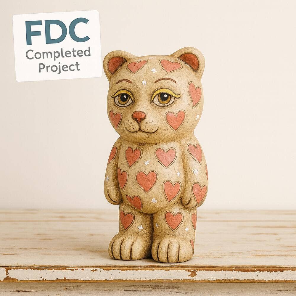 6" H Premade Paper Mache Animal - Teddy Bear Figurine