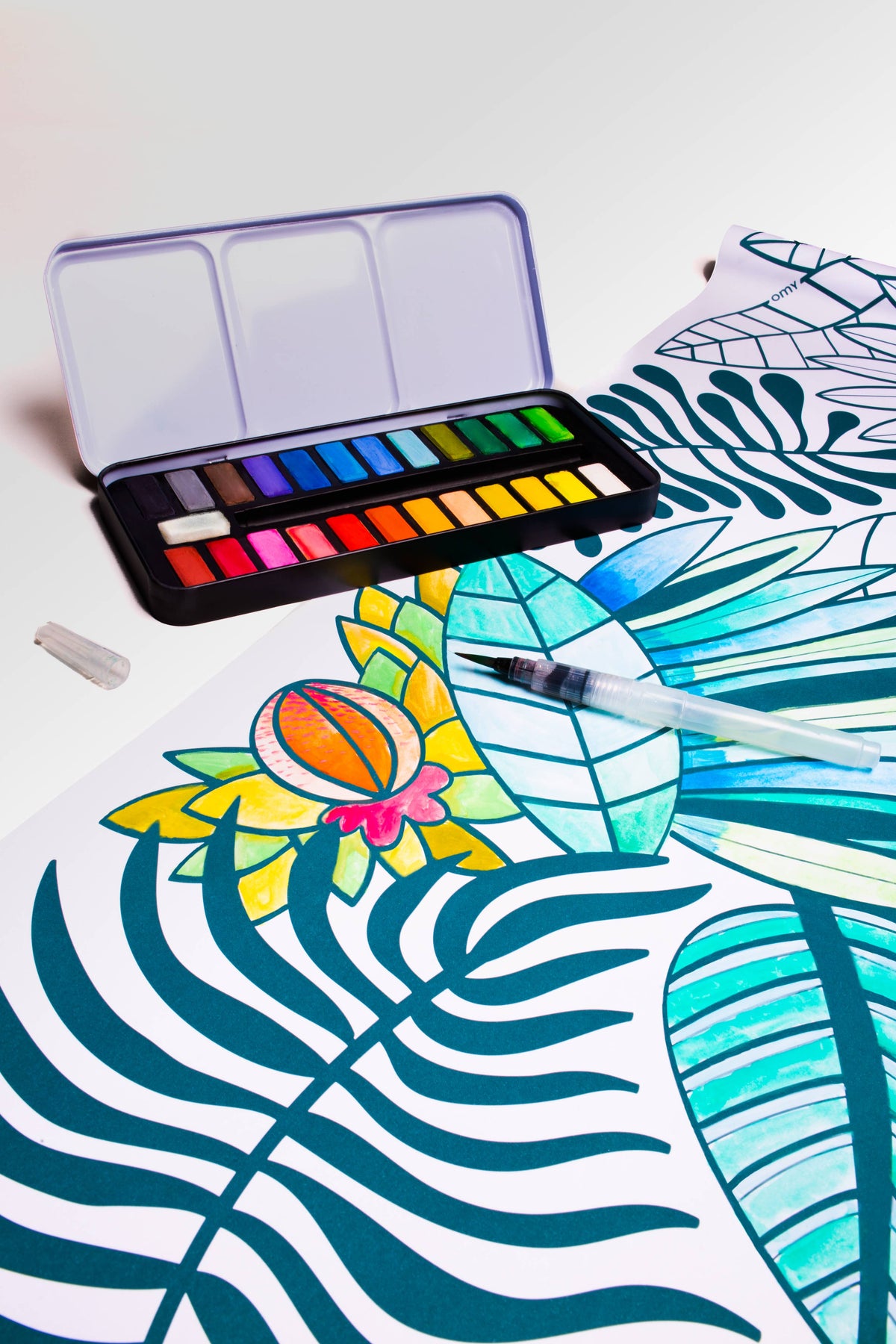 OMY Watercolor Paint Set with Water Brush