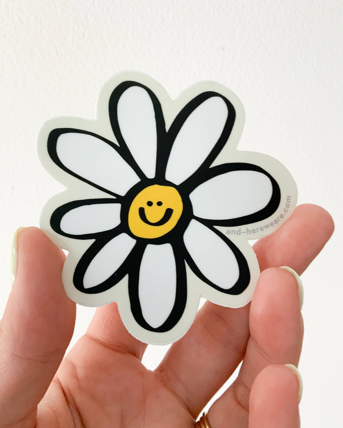Vinyl Sticker—Happy Daisy (Cute, Floral, Smiley)