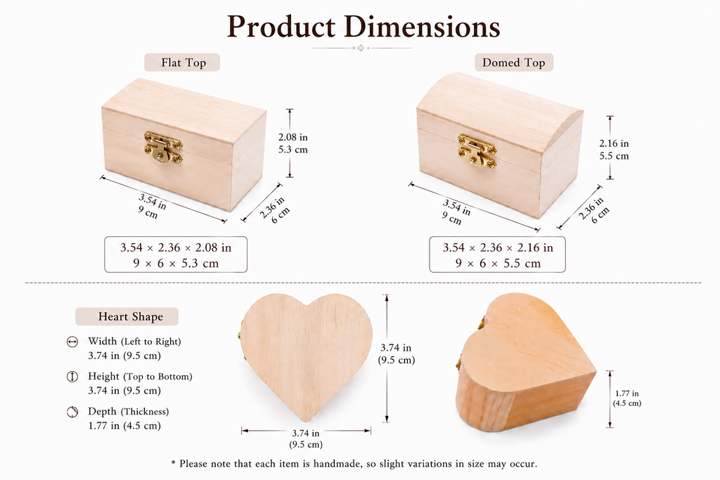 Unfinished Wooden Jewelry Box, 3 Designs