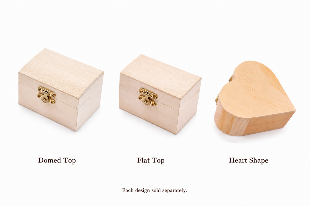 Unfinished Wooden Jewelry Box, 3 Designs