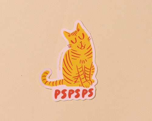 Vinyl Sticker—Striped Cat Pspsps