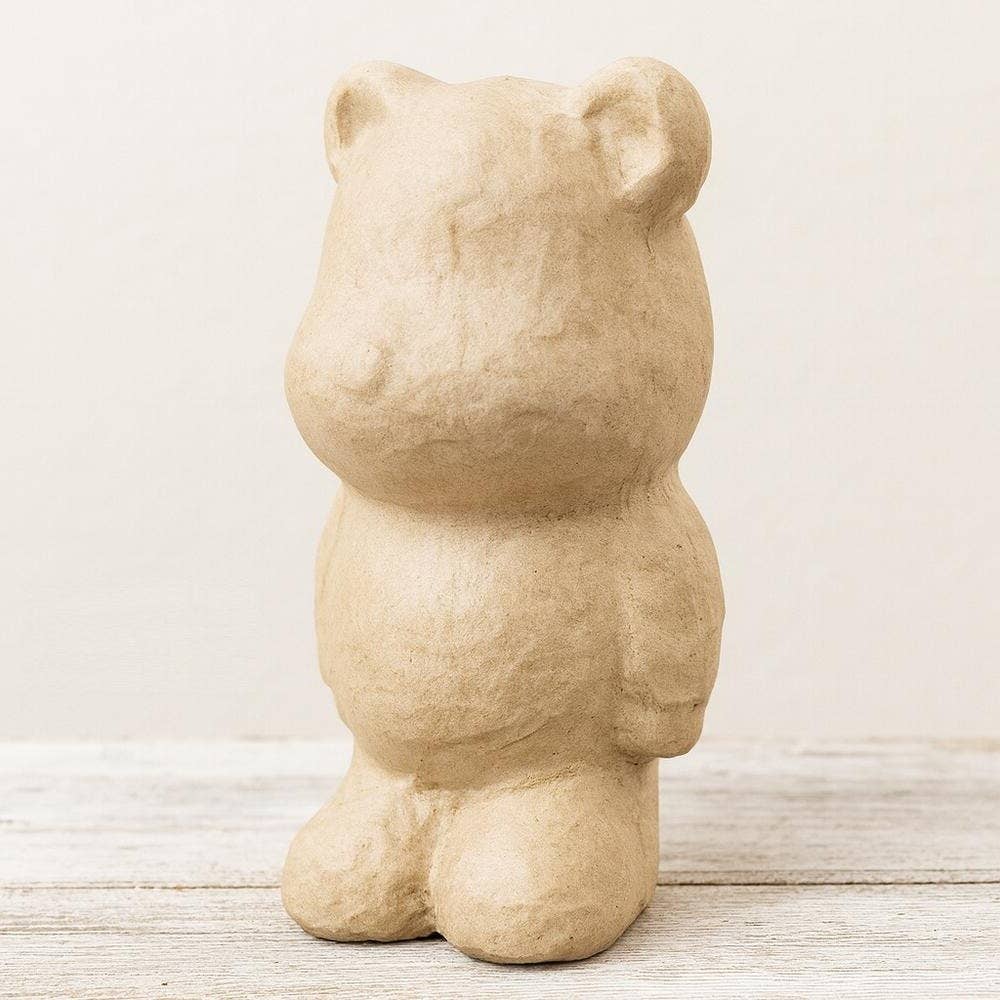 6" H Premade Paper Mache Animal - Teddy Bear Figurine