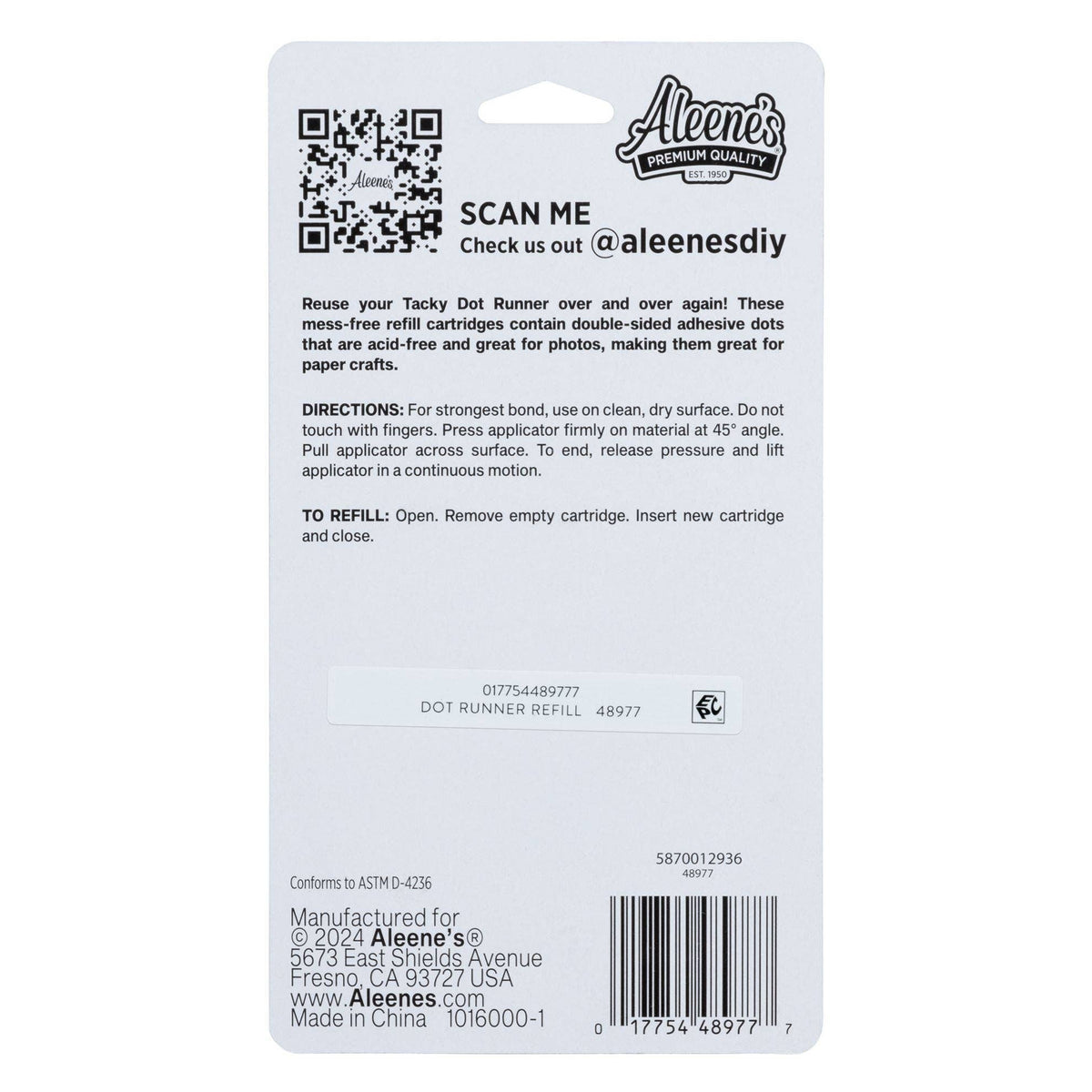 Aleene's Tacky Dot Runner Refills 2 Pack