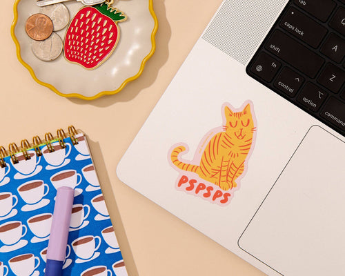 Vinyl Sticker—Striped Cat Pspsps