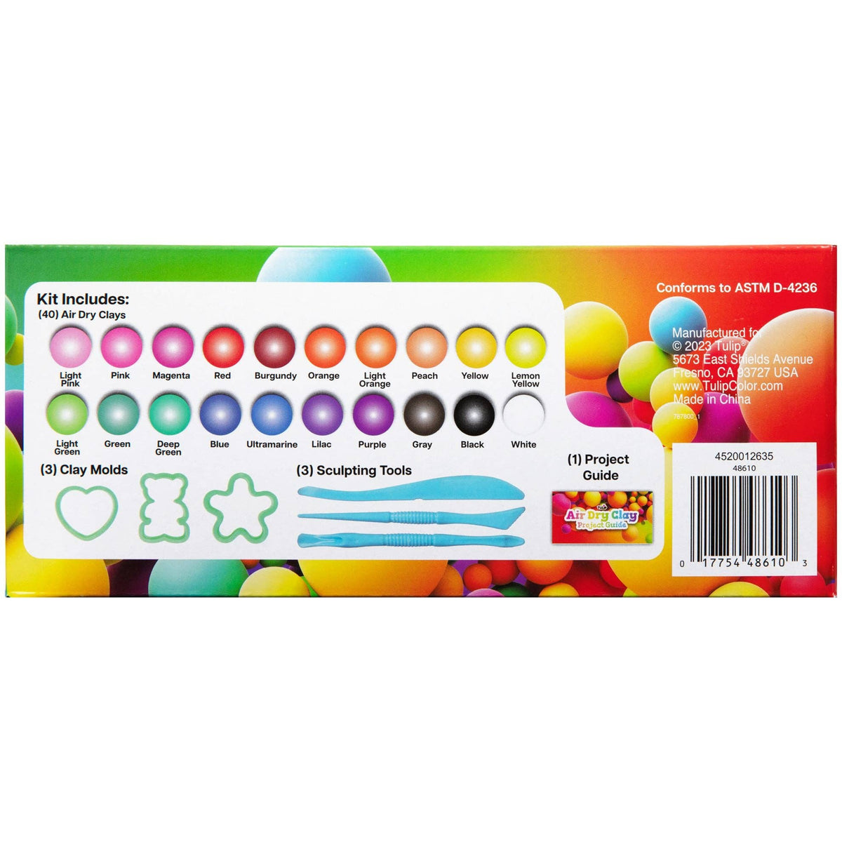 Tulip Air Dry Clay Box of Rainbows 47 pc Kit