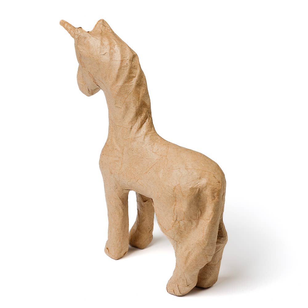 Premade Unfinished Paper Mache Unicorn Horse Figurine