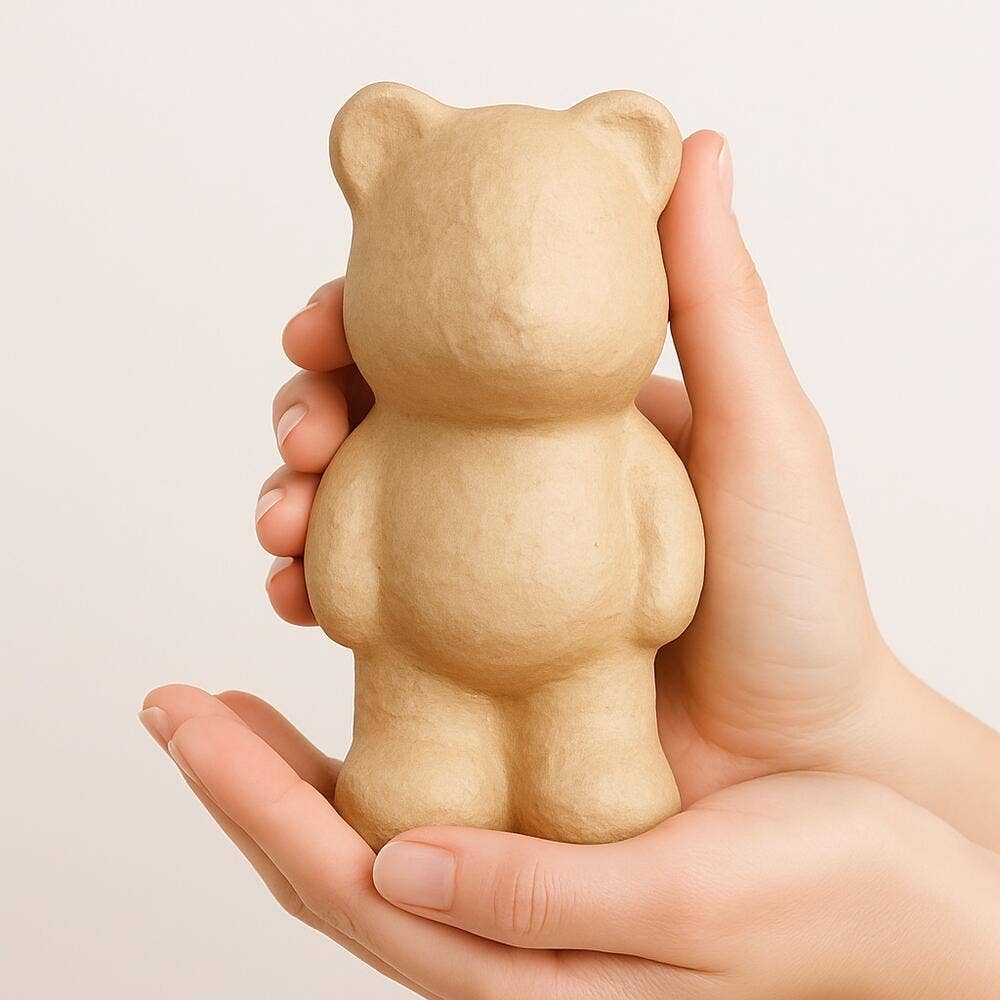 6" H Premade Paper Mache Animal - Teddy Bear Figurine