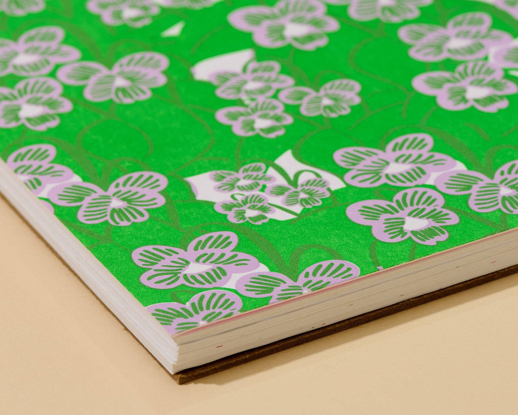 Letterpress Unlined Spiral Notebook—Violets (Pansies, Floral)