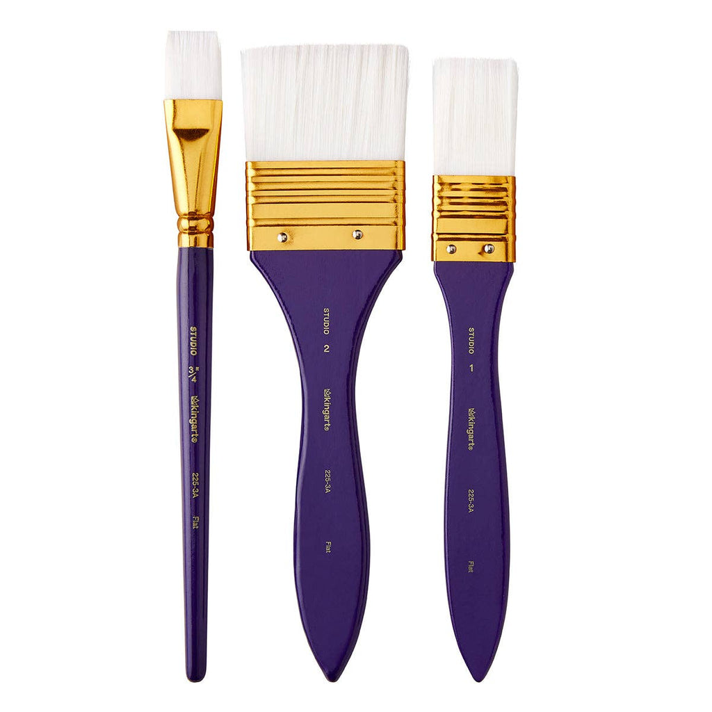 Studio Mixed Media White Nylon Brush Set - 3 pc