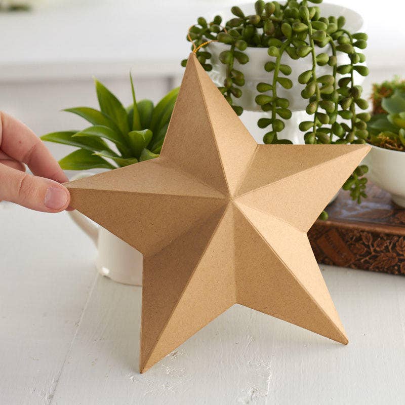 9" x 9" - Paper Mache Dimensional Star Ornament