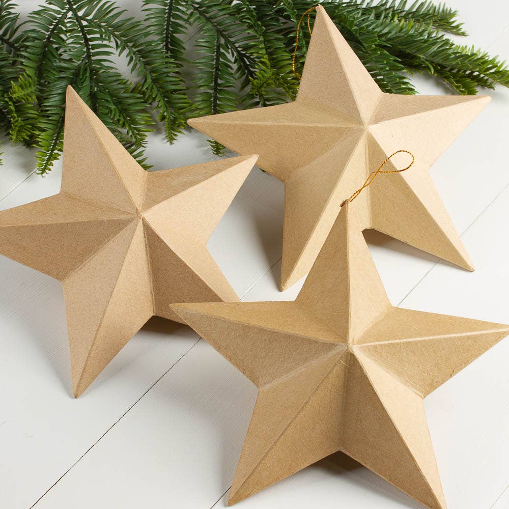 9" x 9" - Paper Mache Dimensional Star Ornament