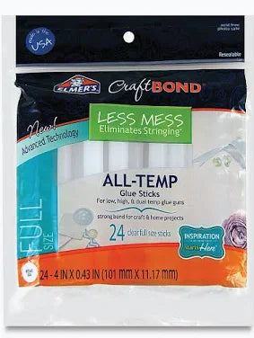 Elmer's Craft Bond All Temp Full Hot Glue Sticks 4 Inch 24ct