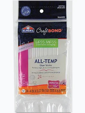 Elmer's Craft Bond All Temp Mini Hot Glue Sticks 4 Inch 24ct