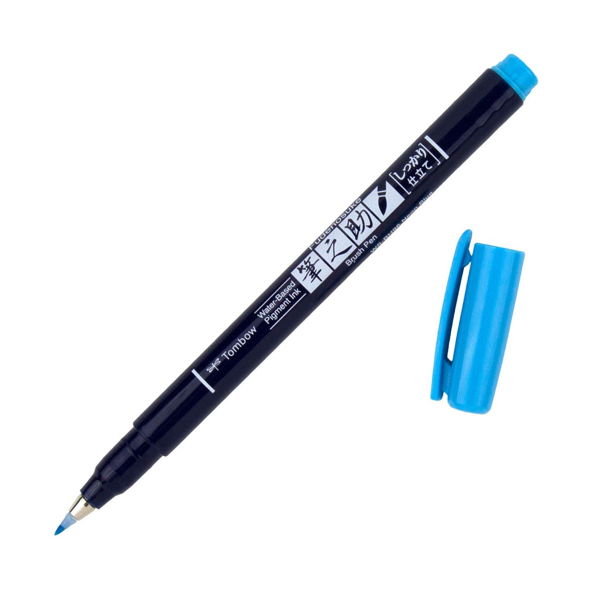 Tombow Fudenosuke Hard Tip Brush Pen, Neon Blue