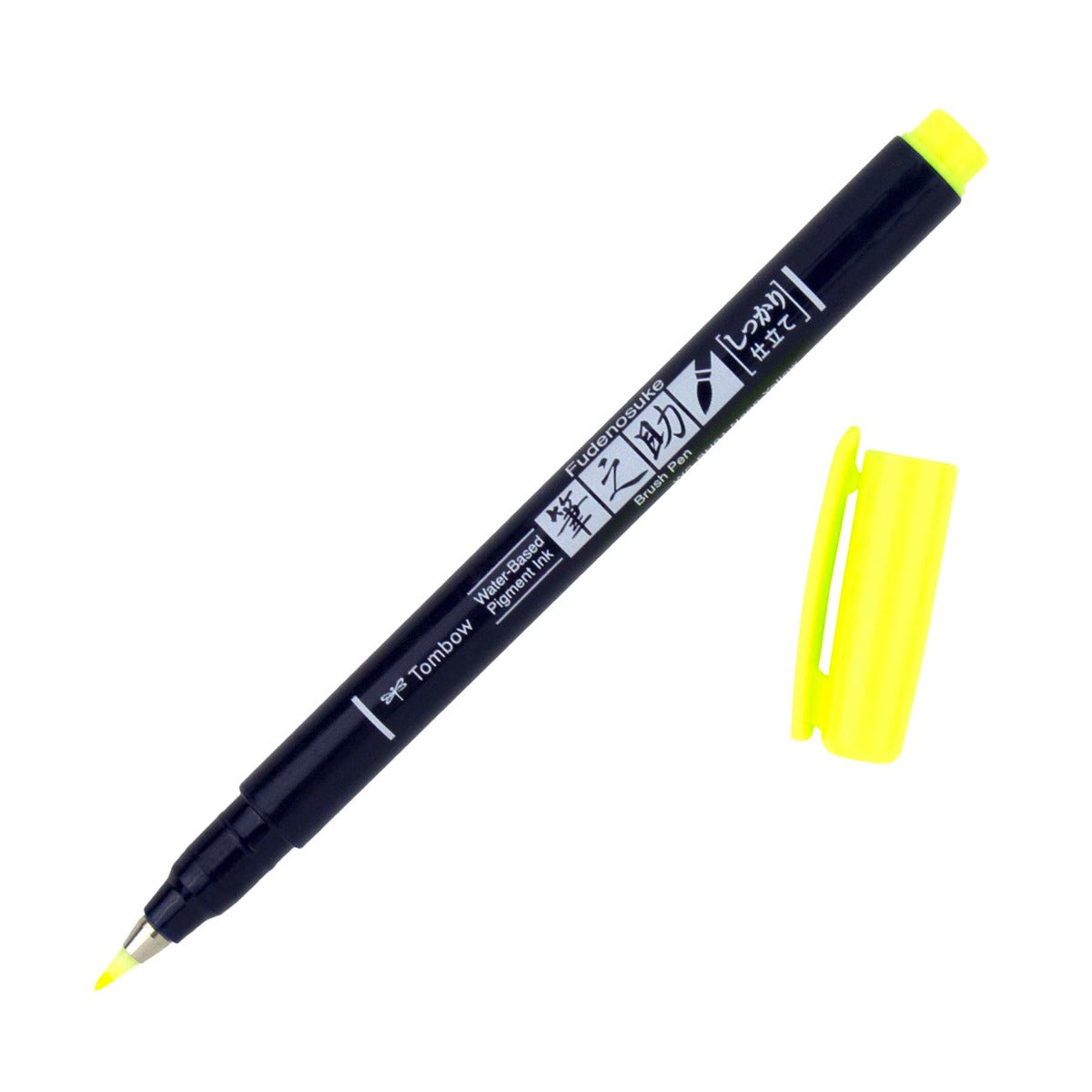 Tombow Fudenosuke Hard Tip Brush Pen, Neon Yellow